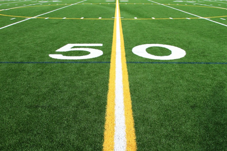 50 yard line on a football field